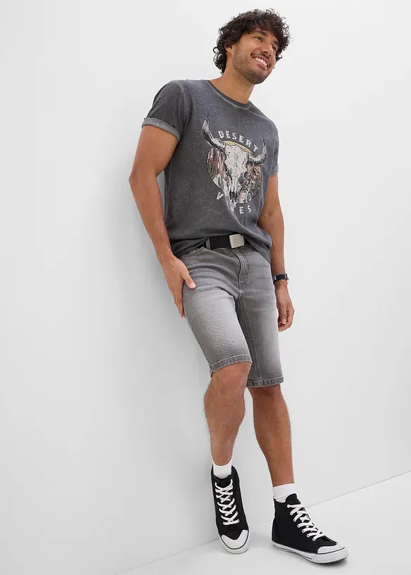 Bermudashorts i denim med stretch og forsterket skritt, Regular fit, bonprix
