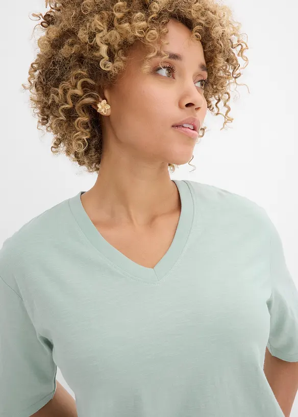 Boxy topp i flammegarn i 100% &oslash;kologisk bomull (2-pack), bonprix