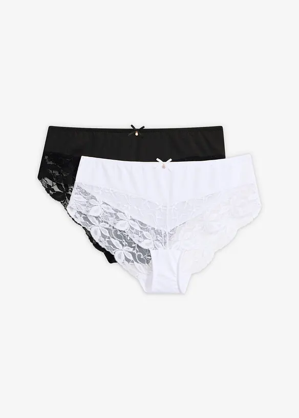 Panty med nydelige blonder (2-pack), bonprix