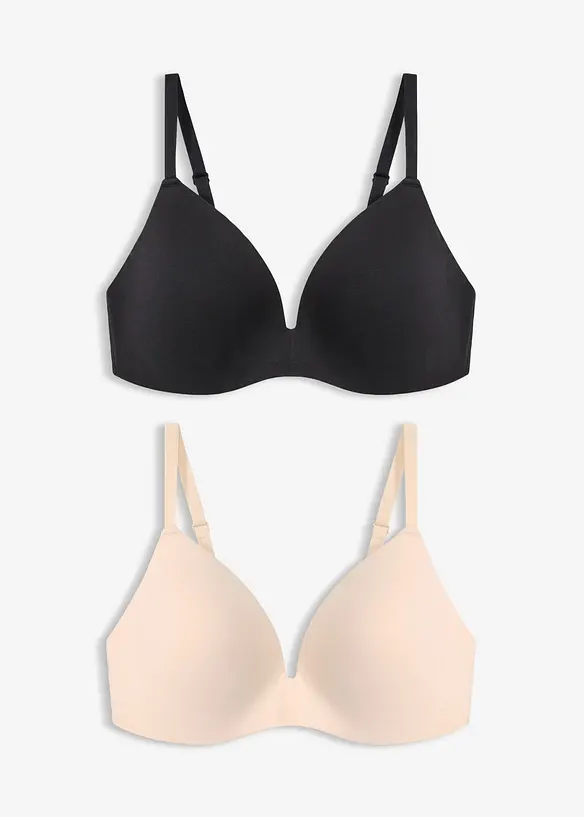 Vattert BH uten spiler med bomull (2-pack), bonprix
