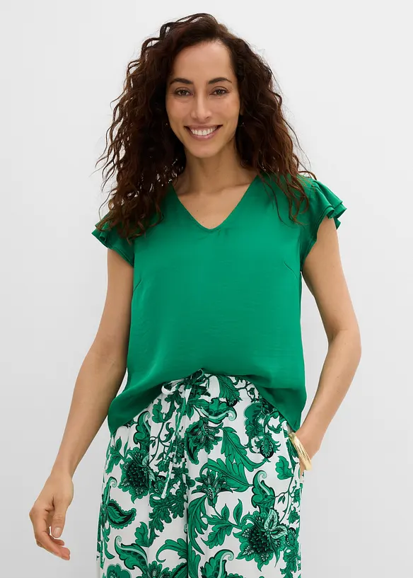 Bluse med volanger, bonprix