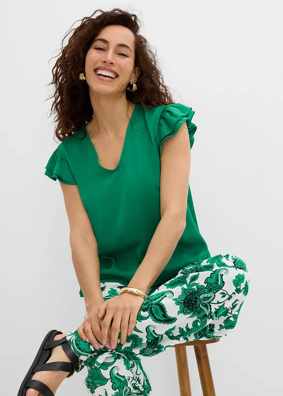 Bluse med volanger, bonprix