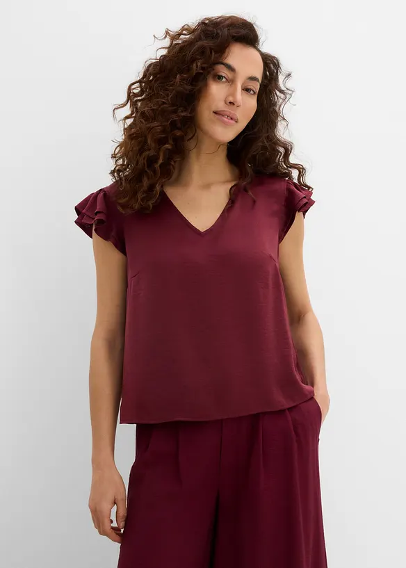 Bluse med volanger, bonprix