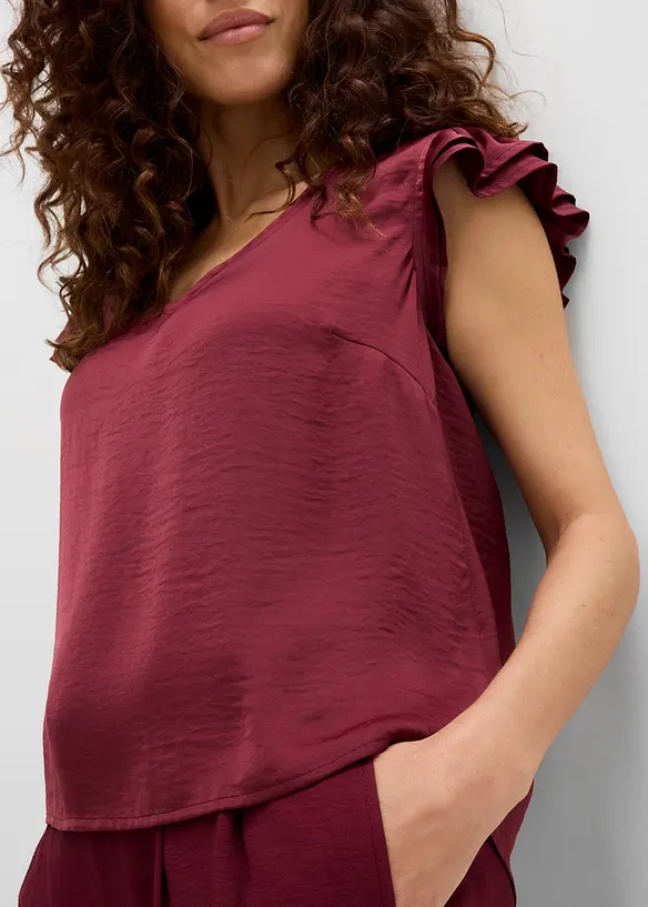Bluse med volanger, bonprix
