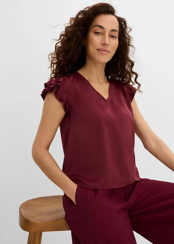 Bluse med volanger, bonprix