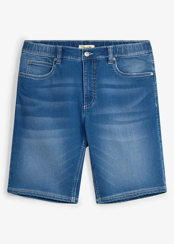 Bermudashorts i sweat denim med strikklinning, Regular fit, bonprix