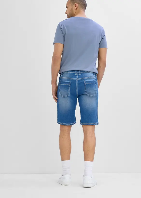 Bermudashorts i sweat denim med strikklinning, Regular fit, bonprix