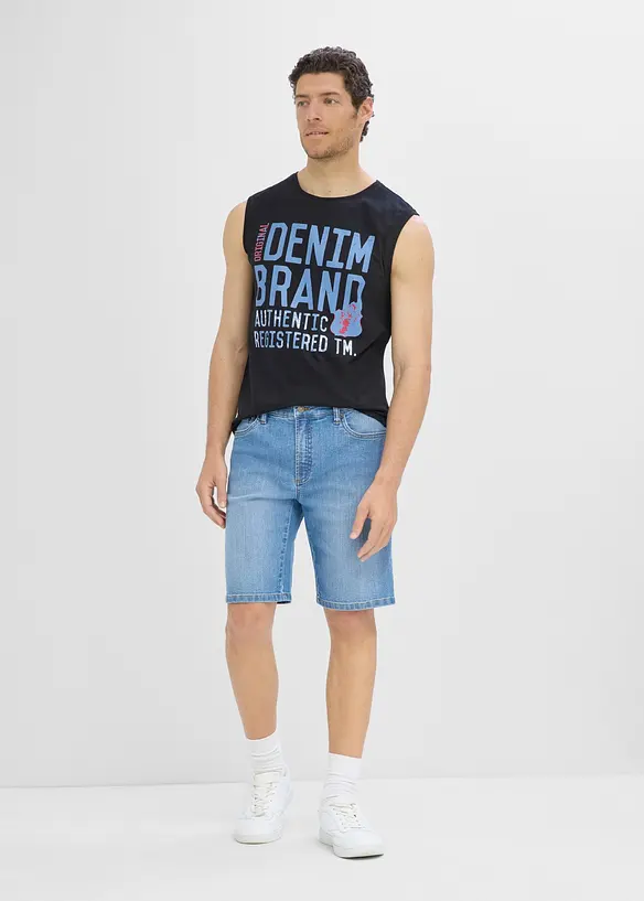 Bermudashorts i lett denim med stretch i linningen, Regular fit (2-pack), bonprix