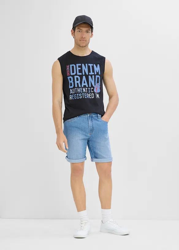 Bermudashorts i lett denim med stretch i linningen, Regular fit (2-pack), bonprix