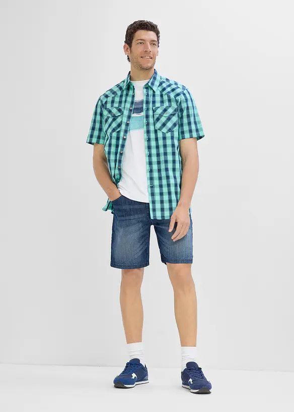 Shorts i lett denim med stretchlinning, Relaxed fit, bonprix