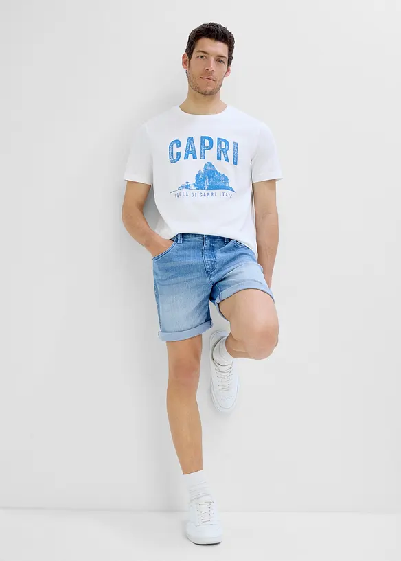 Shorts i lett denim med stretchlinning, Relaxed fit, bonprix