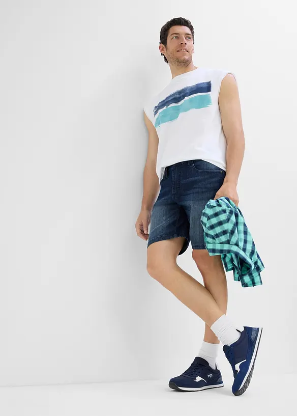 Shorts i lett denim med stretchlinning, Relaxed fit, bonprix