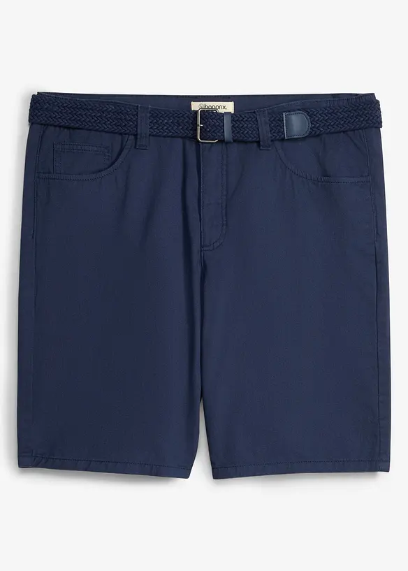 Bermudashorts med stretch, stretch i linningen og belte, Regular fit, bonprix