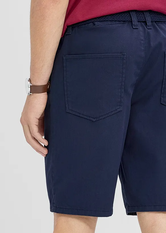 Bermudashorts med stretch, stretch i linningen og belte, Regular fit, bonprix