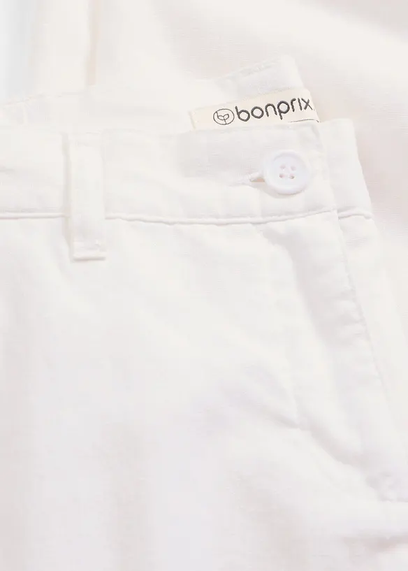 Bukse i vevd lin- og bomullsmiks, bonprix