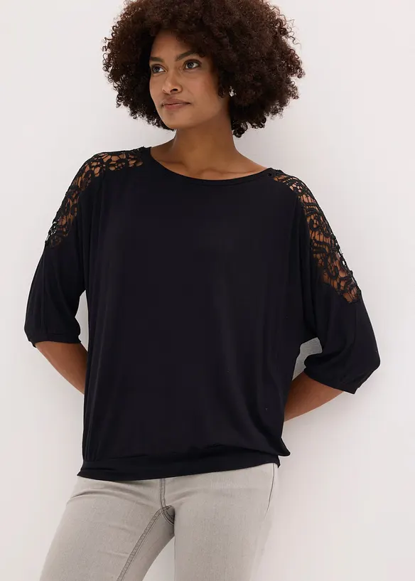 Oversized topp i viskosemiks, bonprix