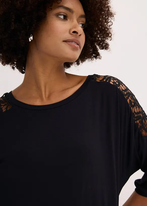 Oversized topp i viskosemiks, bonprix