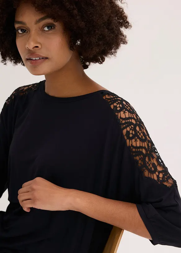 Oversized topp i viskosemiks, bonprix