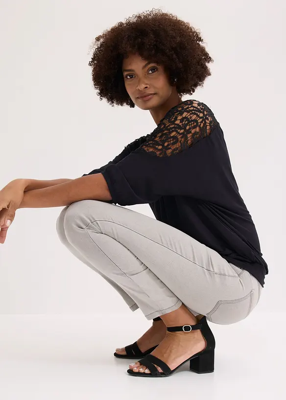 Oversized topp i viskosemiks, bonprix