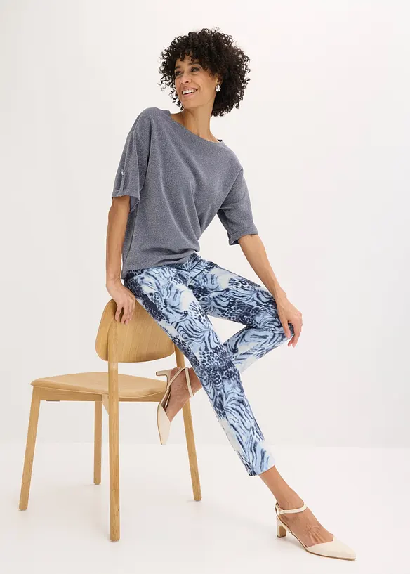 M&oslash;nstret 7/8-bukse med stretch, bonprix