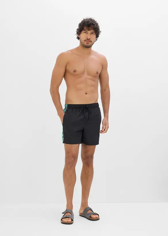Badeshorts med m&oslash;nstrede innfellinger, bonprix