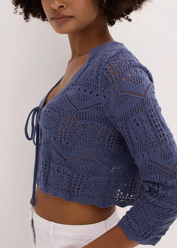 Bolero med hullm&oslash;nster og 3/4-lange ermer, bonprix