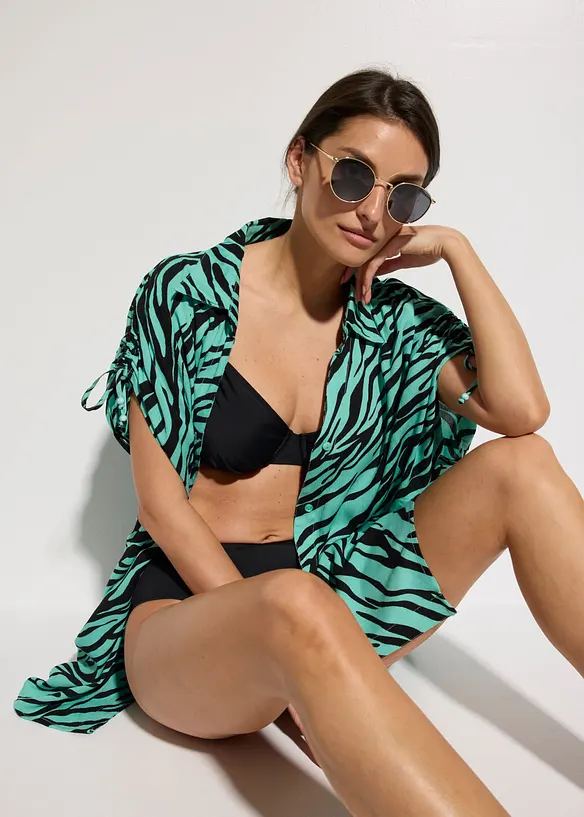 Strandbluse av strukturert krinklet materiale, bonprix