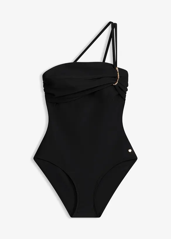Bandeau-badedrakt med gullfargede detaljer, bonprix