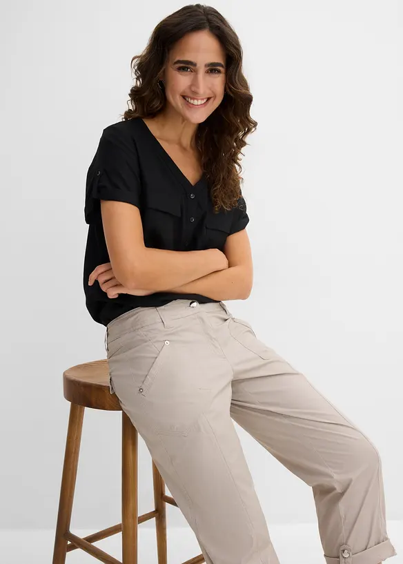 Cargo-bukse med stretch - 3/4 lang, bonprix