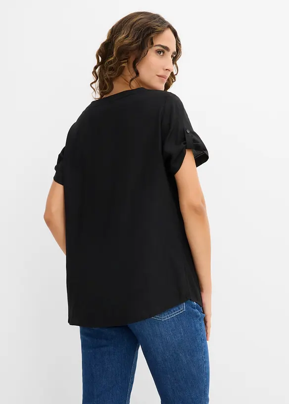 Bluse i viskose, kort arm, bonprix