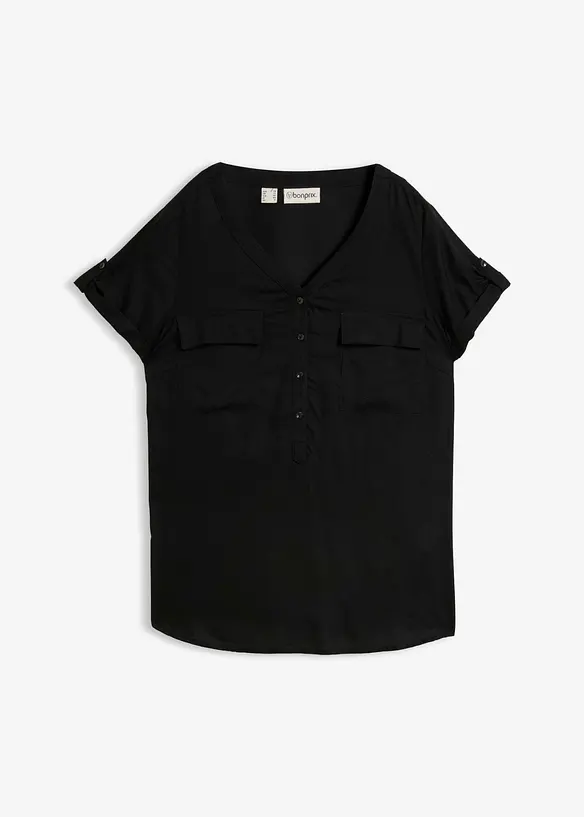 Bluse i viskose, kort arm, bonprix