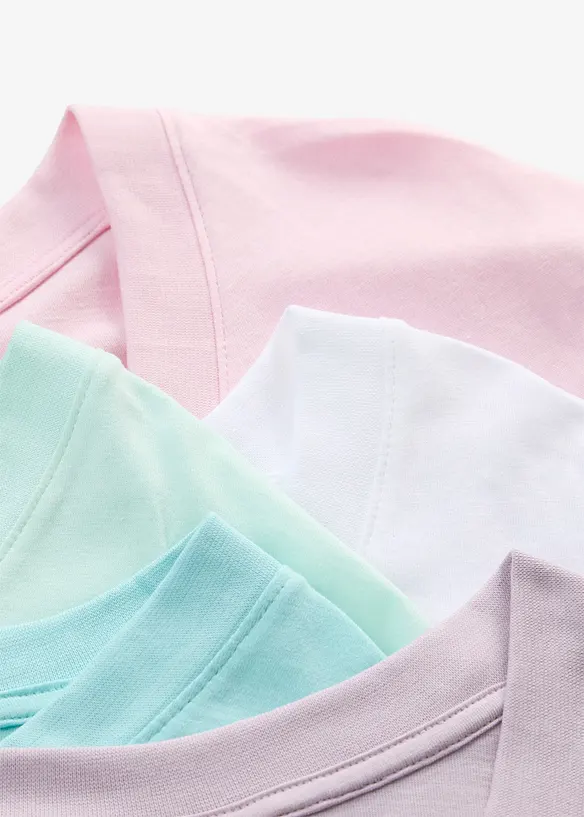 Vid, lang topp med V-hals, kortermet (5-pack), bonprix