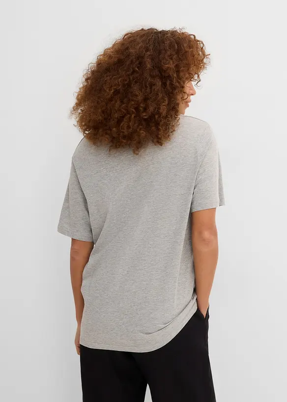 Vid, lang topp med V-hals, kortermet (5-pack), bonprix
