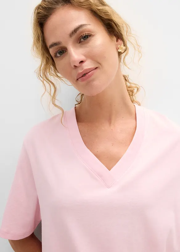 Vid, lang topp med V-hals, kortermet (5-pack), bonprix