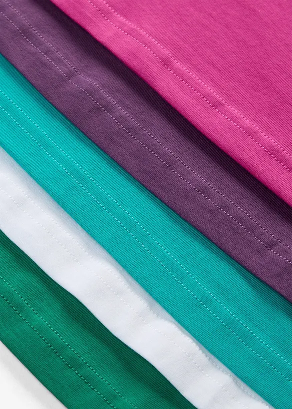Topp med rund hals (5-pack), bonprix