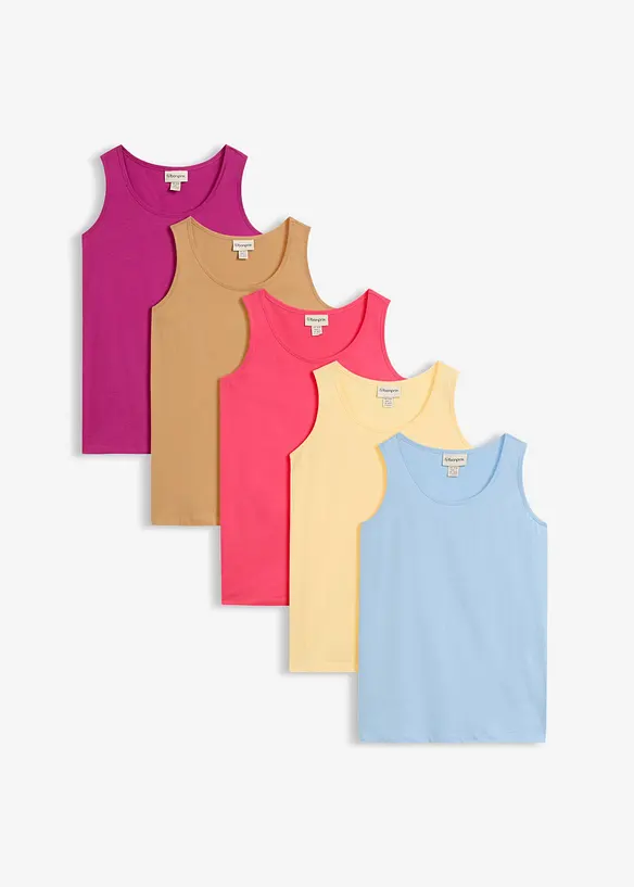 Lang topp i 100% bomull (5-pack), bonprix
