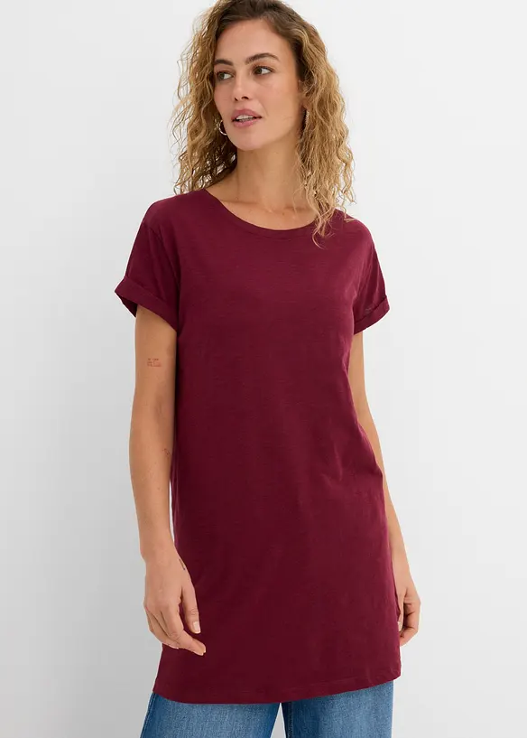 Boxy, lang topp med korte ermer, bonprix