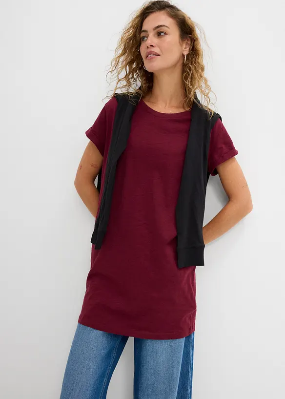 Boxy, lang topp med korte ermer, bonprix