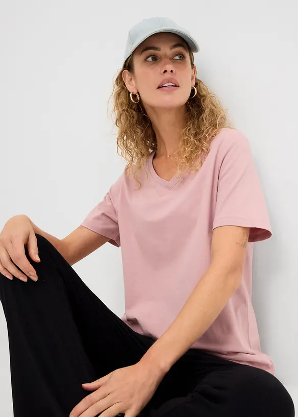 Lang topp med V-hals (2-pack), bonprix