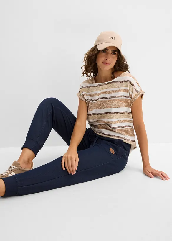Ankellang sweatbukse i jeans look, bonprix