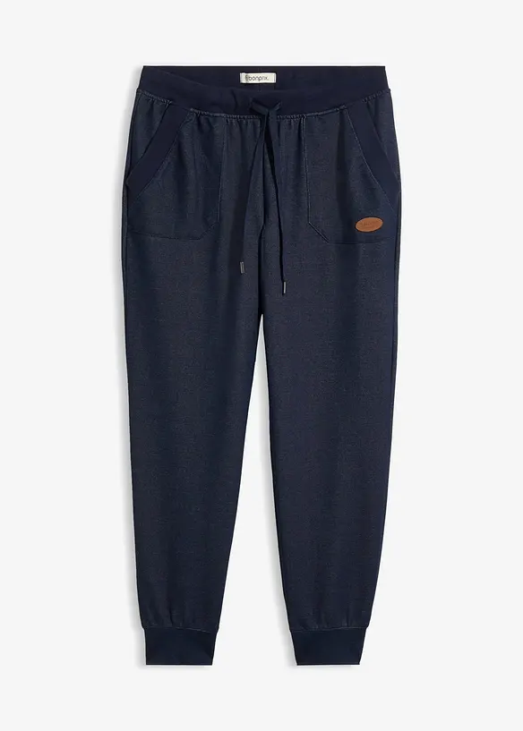 Ankellang sweatbukse i jeans look, bonprix