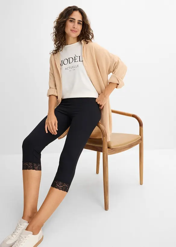Caprileggings med blondedetalj, bonprix