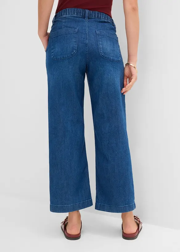 Cropped, Wide Leg-jeans High Waist, komfortlinning, bonprix