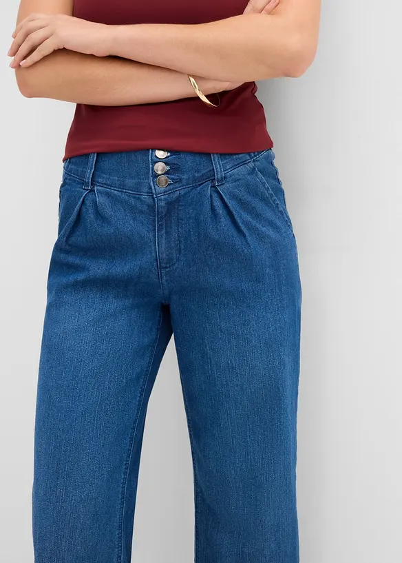 Cropped, Wide Leg-jeans High Waist, komfortlinning, bonprix