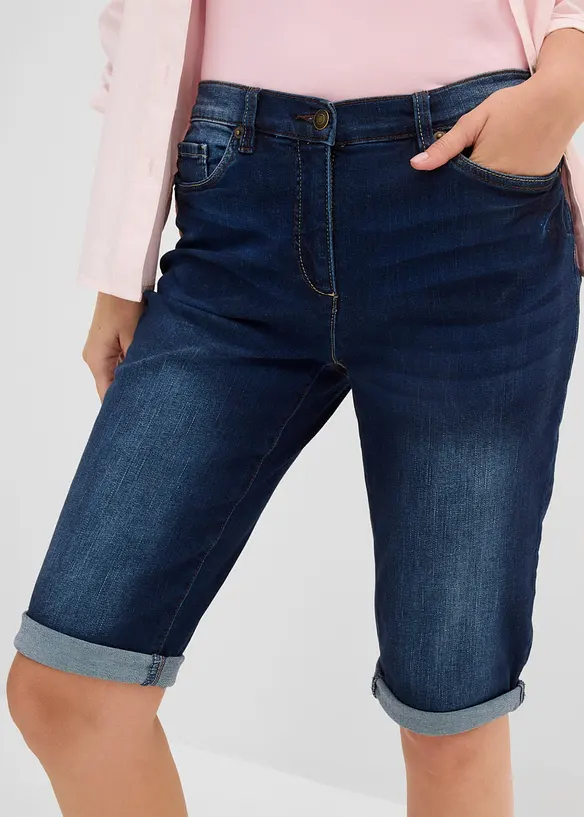 Jeans bermudashorts Mid Waist, komfortlinning, bonprix