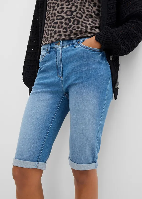 Jeans bermudashorts Mid Waist, komfortlinning, bonprix
