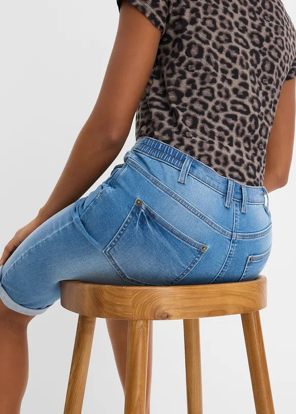 Jeans bermudashorts Mid Waist, komfortlinning, bonprix