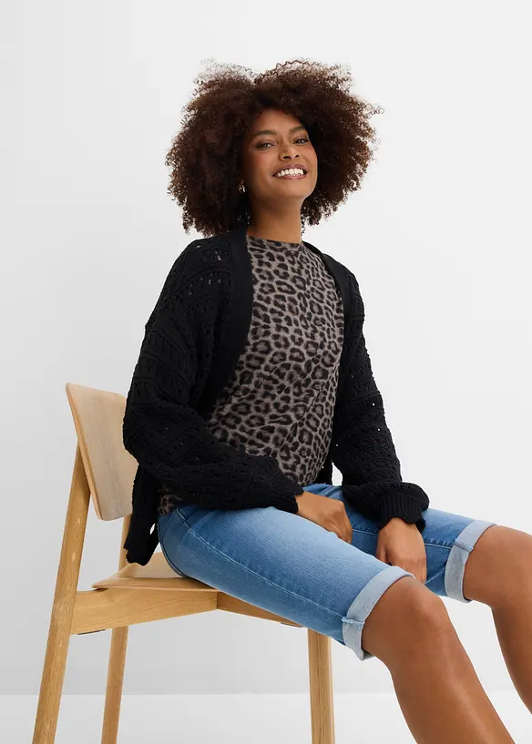 Jeans bermudashorts Mid Waist, komfortlinning, bonprix