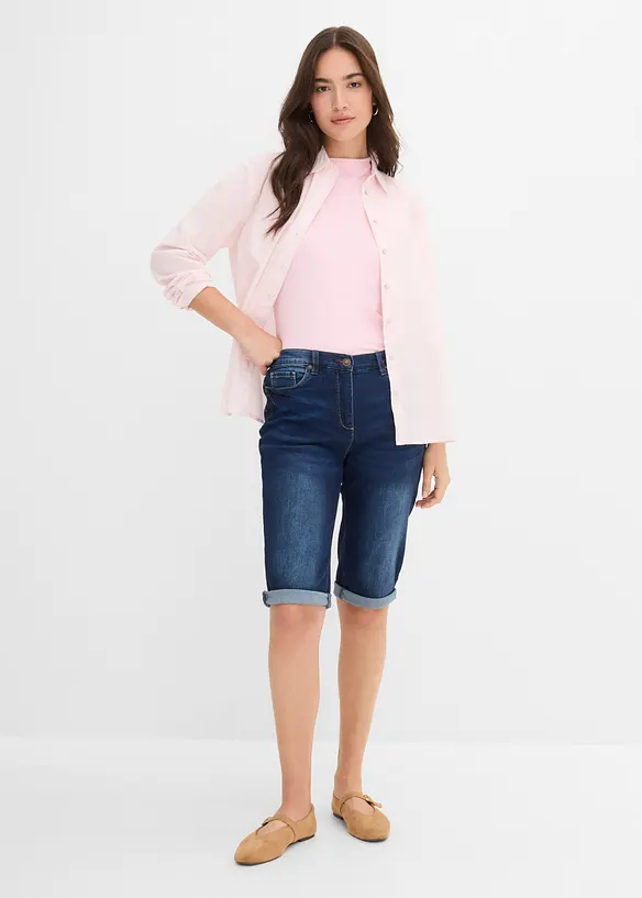 Jeans bermudashorts Mid Waist, komfortlinning, bonprix