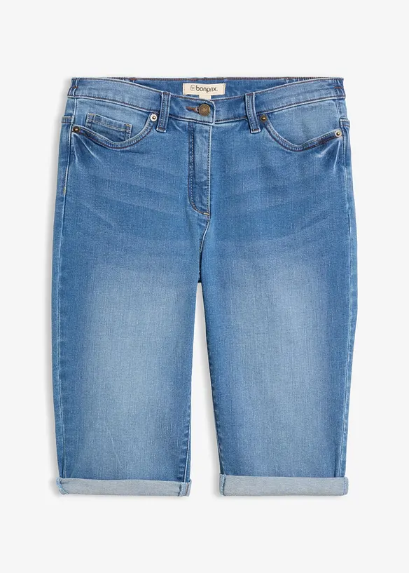 Jeans bermudashorts Mid Waist, komfortlinning, bonprix